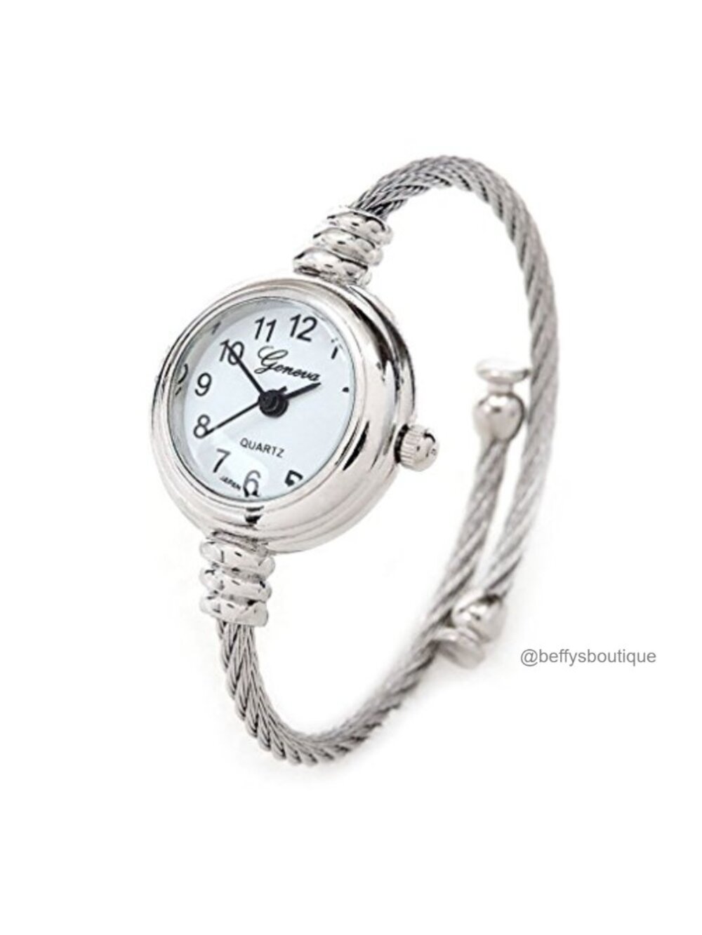 Geneva Silver Cable Band Bangle Watch Small Wrists Quartz